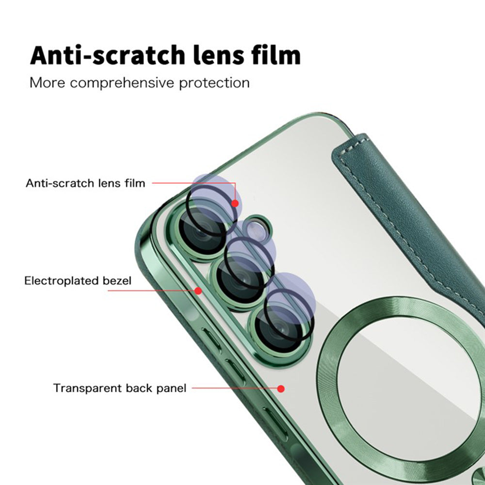 Coque MagSafe pour Samsung Galaxy A36 A366, Techsuit, SmartMag Book, Vert