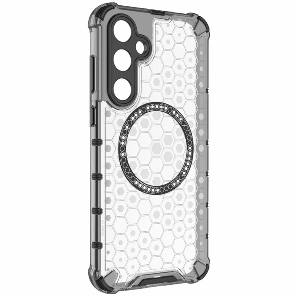 Coque MagSafe pour Samsung Galaxy A55 5G A556, Techsuit, HoneyComb Shield, Blanche