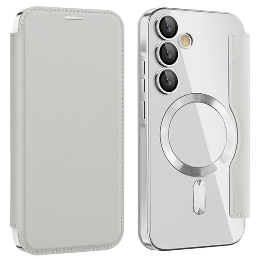 Coque MagSafe pour Samsung Galaxy A55 5G A556, Techsuit, SmartMag Book, Gris