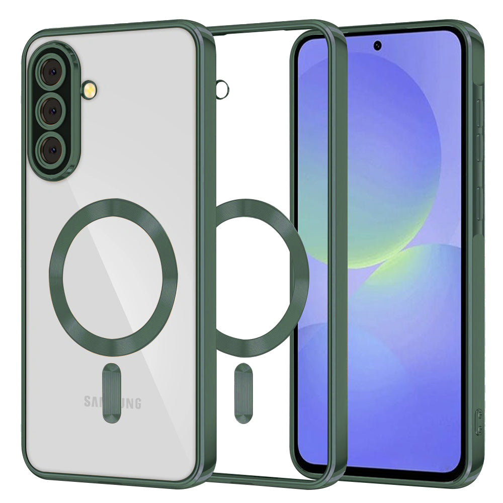 Coque MagSafe pour Samsung Galaxy A56 A566 / A36 A366, Techsuit, Luxury Crystal, Vert Foncé