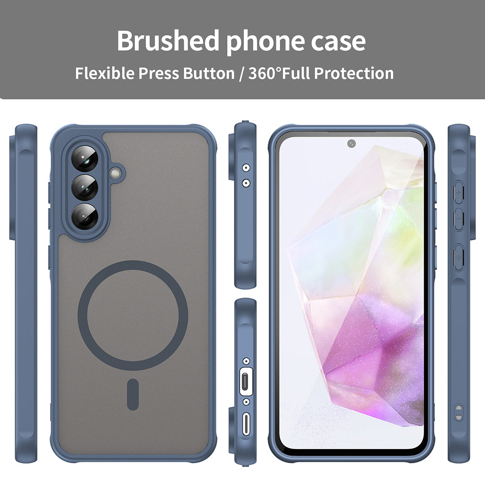 Coque MagSafe pour Samsung Galaxy A56 A566, Techsuit, HaloFrost II, Bleu marine