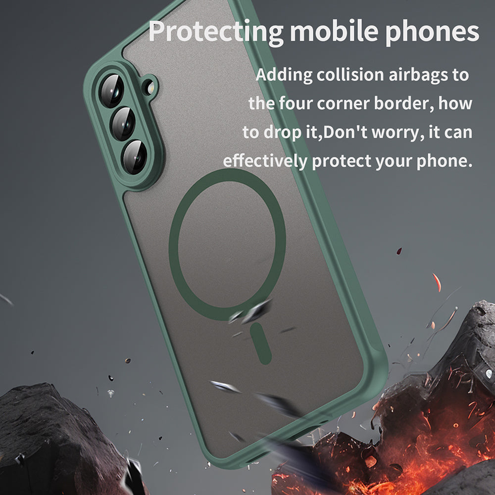 Coque MagSafe pour Samsung Galaxy A56 A566, Techsuit, HaloFrost II, Vert