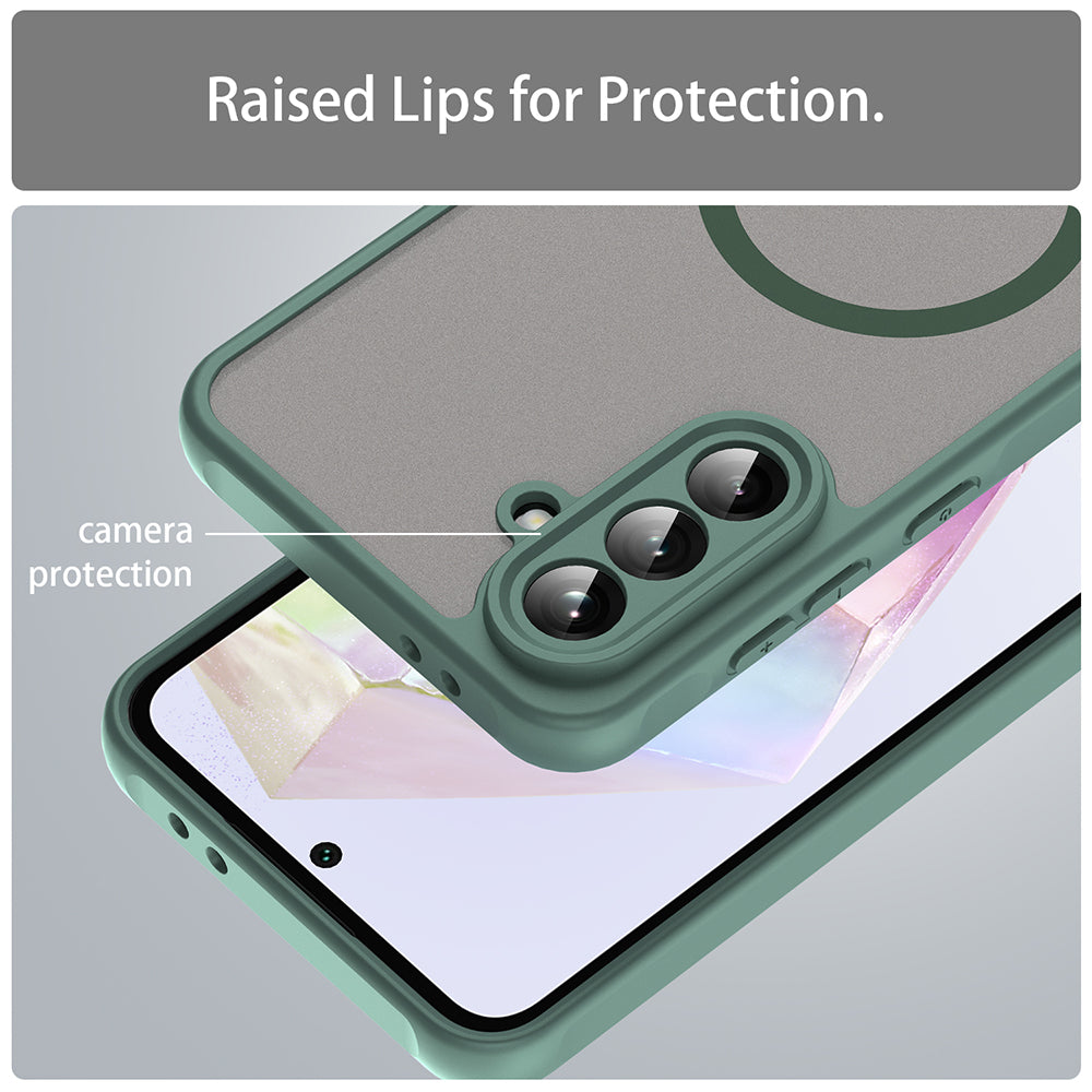 Coque MagSafe pour Samsung Galaxy A56 A566, Techsuit, HaloFrost II, Vert