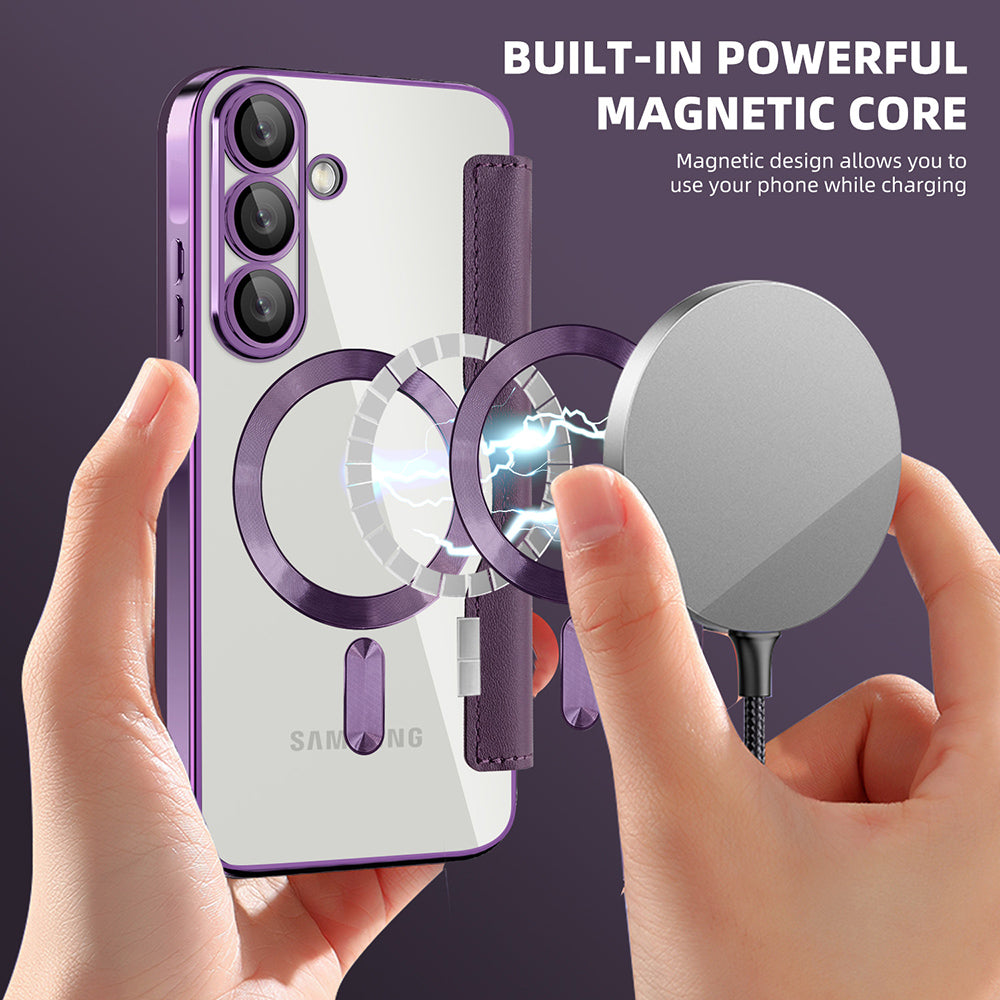 Coque MagSafe pour Samsung Galaxy A56 A566, Techsuit, SmartMag Book, Violet