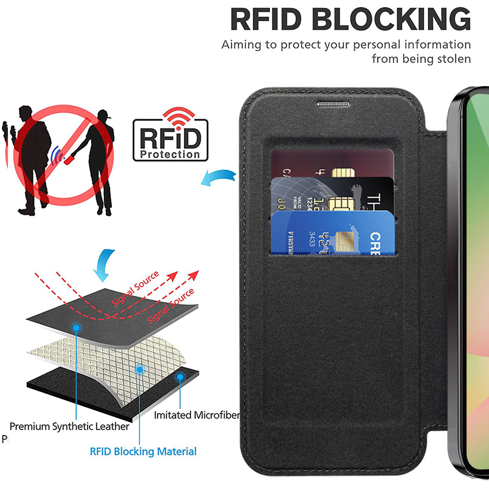 Coque MagSafe pour Samsung Galaxy A56 A566, Techsuit, SmartMag Book, Noire