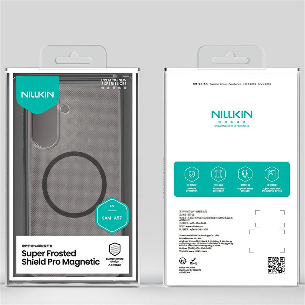 Coque MagSafe pour Samsung Galaxy A57 5G, Nillkin, Super Shield Pro, Noire Transparente Satinée