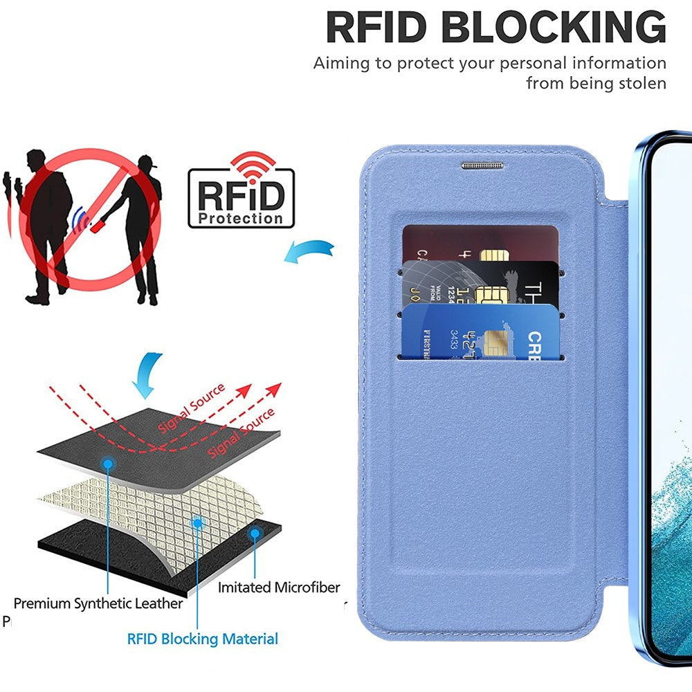Coque MagSafe pour Samsung Galaxy S22 5G S901, Techsuit, SmartMag Book, Bleu
