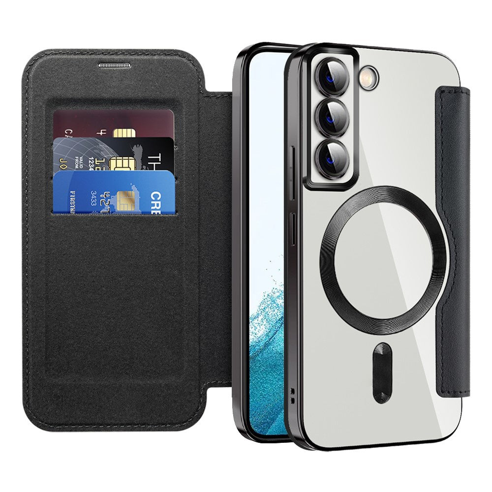 Coque MagSafe pour Samsung Galaxy S22 5G S901, Techsuit, SmartMag Book, Noire