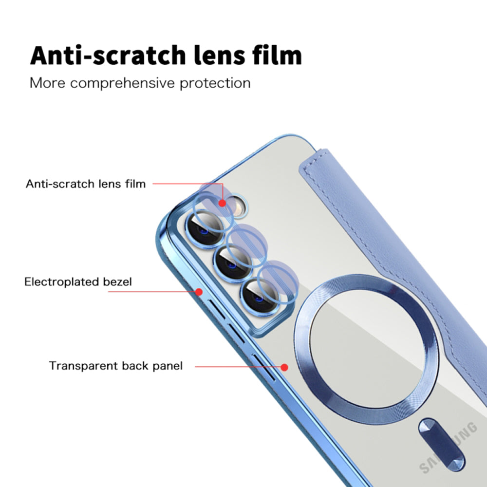 Coque MagSafe pour Samsung Galaxy S22+ 5G S906, Techsuit, SmartMag Book, Bleu