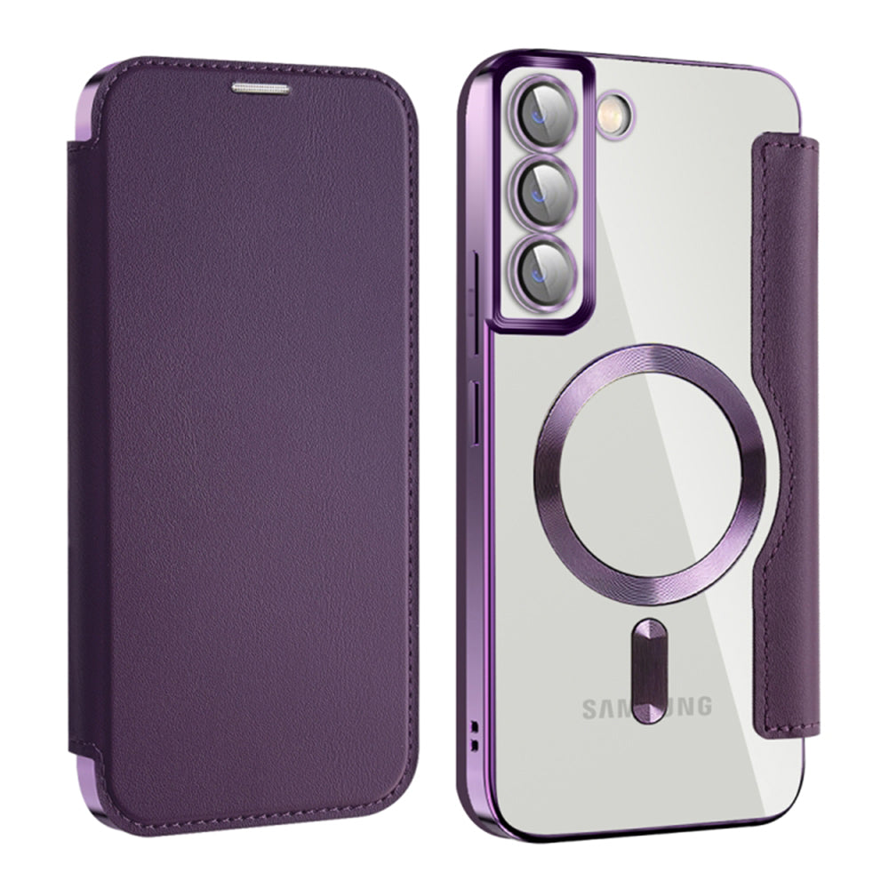 Coque MagSafe pour Samsung Galaxy S22+ 5G S906, Techsuit, SmartMag Book, Violet