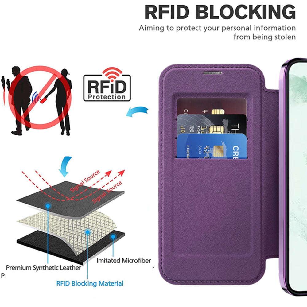 Coque MagSafe pour Samsung Galaxy S22+ 5G S906, Techsuit, SmartMag Book, Violet