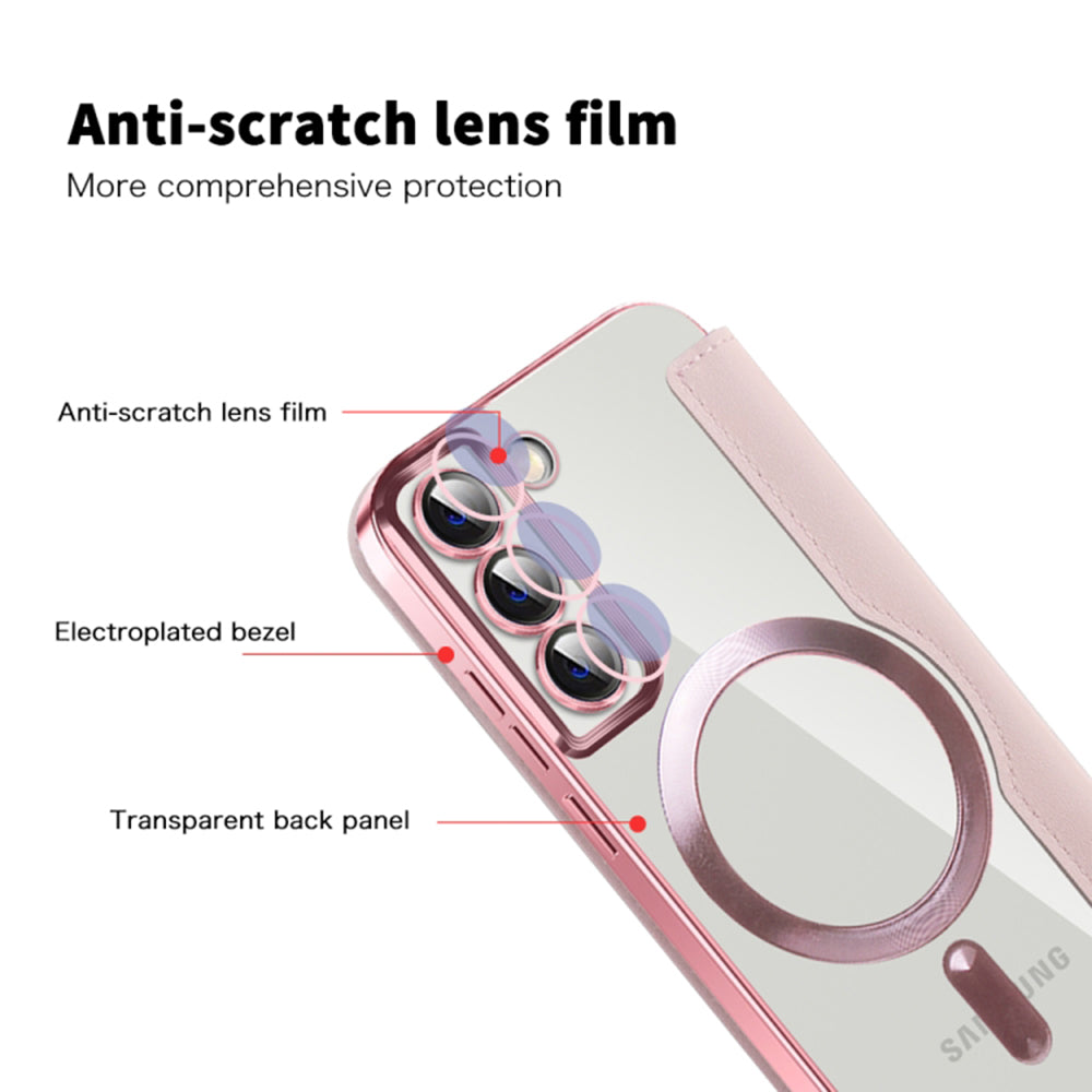 Coque MagSafe pour Samsung Galaxy S22+ 5G S906, Techsuit, SmartMag Book, Rose