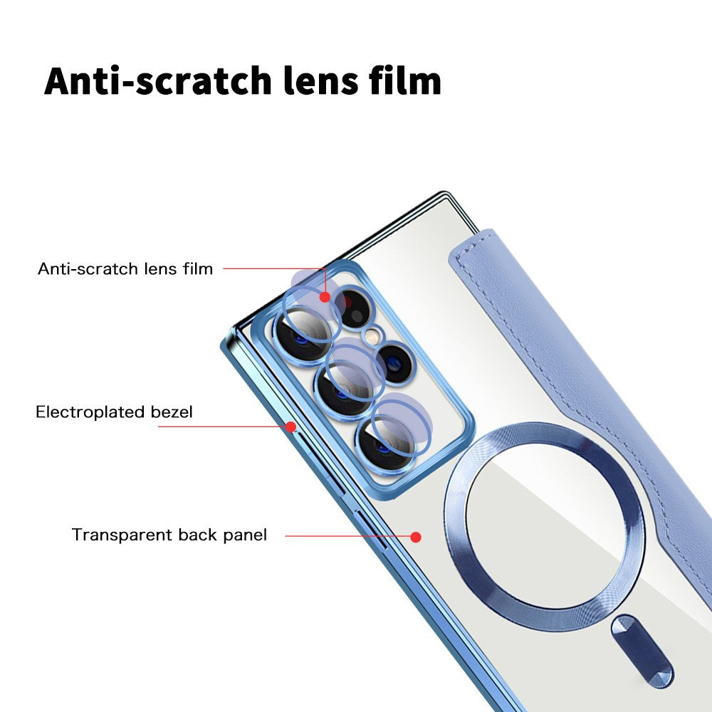 Coque MagSafe pour Samsung Galaxy S22 Ultra 5G S908, Techsuit, SmartMag Book, Bleu