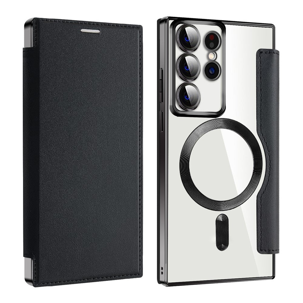 Coque MagSafe pour Samsung Galaxy S22 Ultra 5G S908, Techsuit, SmartMag Book, Noire