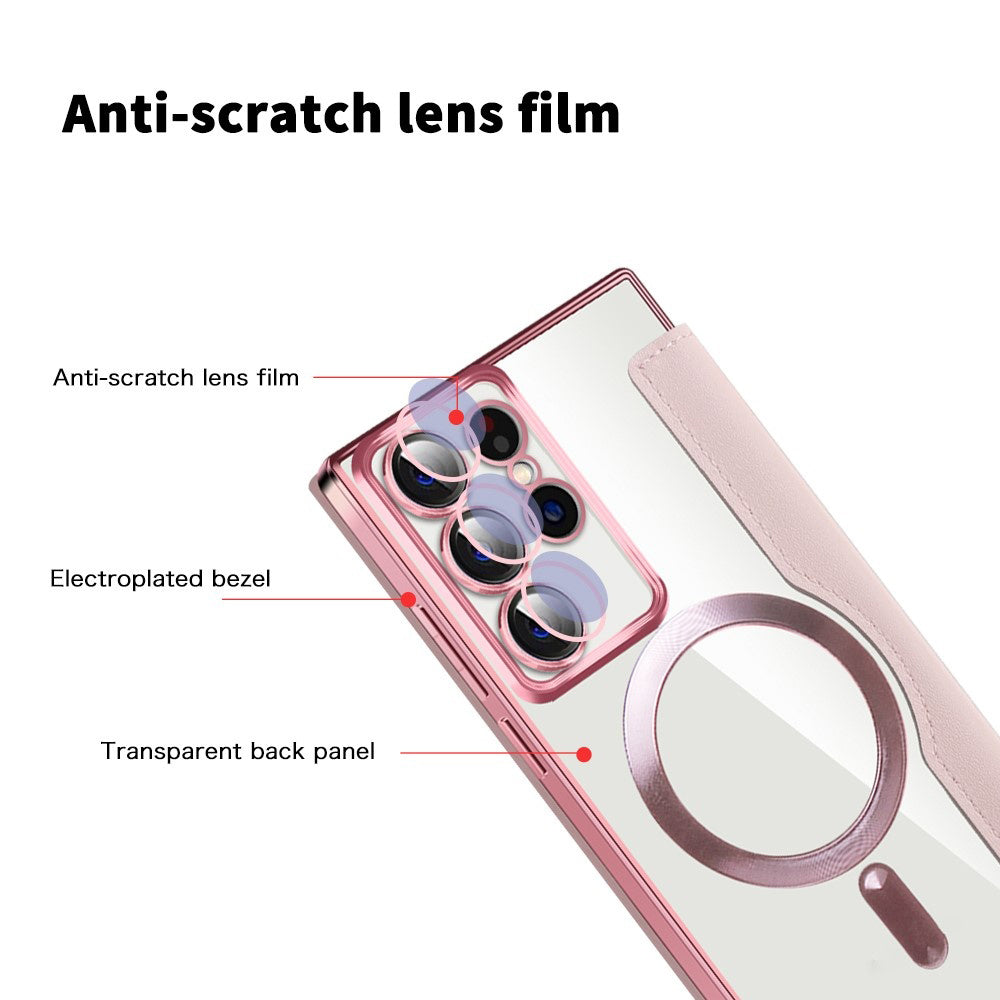 Coque MagSafe pour Samsung Galaxy S22 Ultra 5G S908, Techsuit, SmartMag Book, Rose