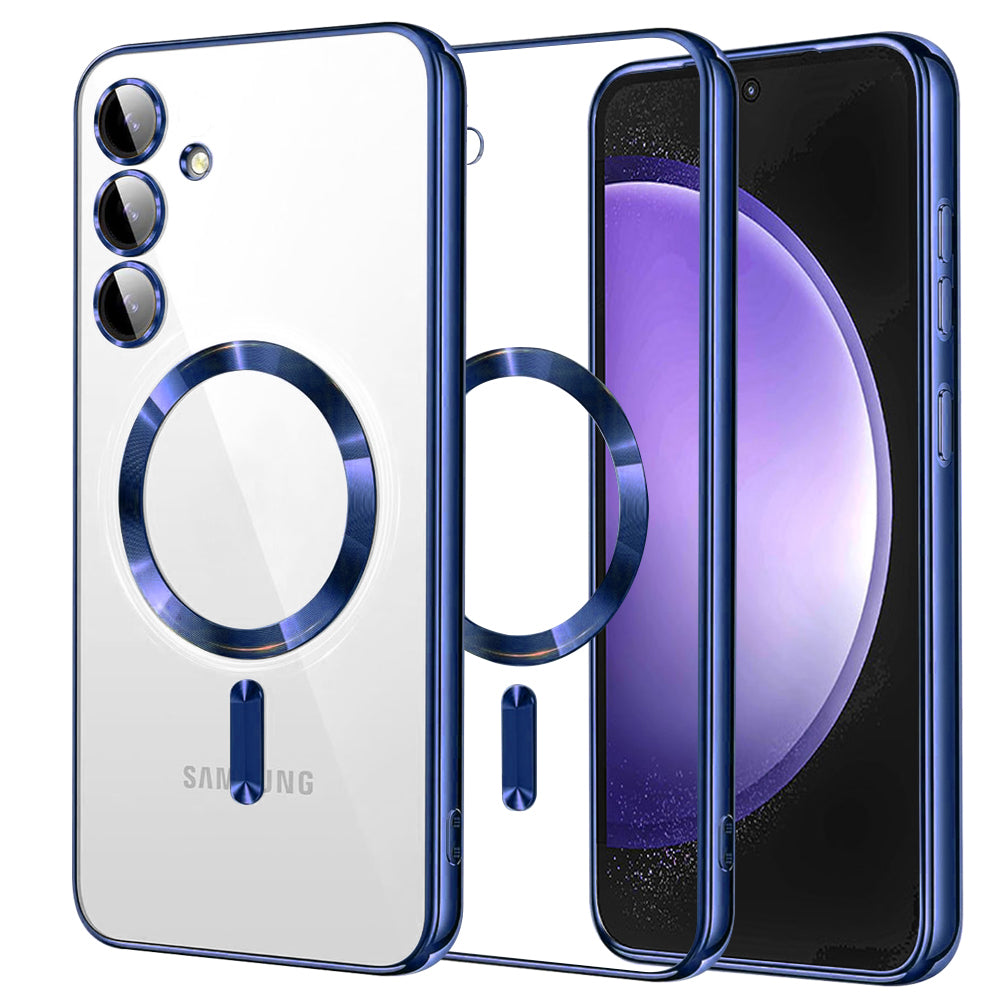 Coque MagSafe pour Samsung Galaxy S23 FE S711, Techsuit, Luxury Crystal, Bleu Foncé