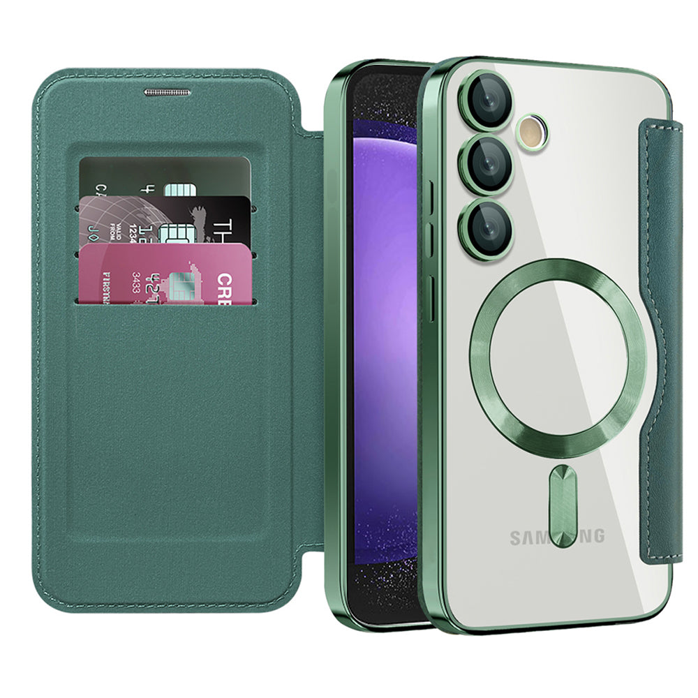 Coque MagSafe pour Samsung Galaxy S23 FE S711, Techsuit, SmartMag Book, Vert