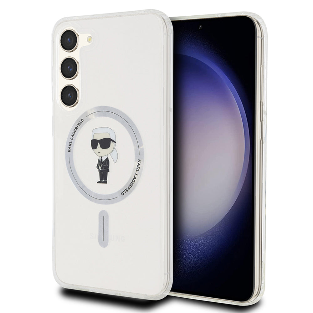 MagSafe hoesje voor Samsung Galaxy S23+ S916, Karl Lagerfeld, IML Ikonik Karl, Transparant