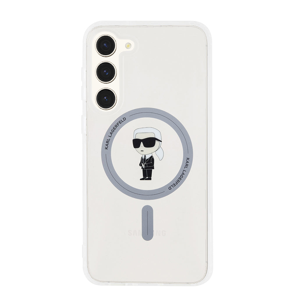 MagSafe hoesje voor Samsung Galaxy S23+ S916, Karl Lagerfeld, IML Ikonik Karl, Transparant