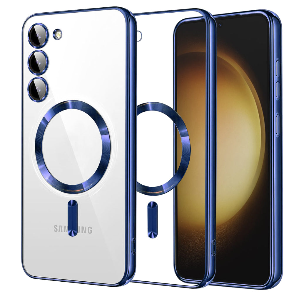 Coque MagSafe pour Samsung Galaxy S23+ S916, Techsuit, Luxury Crystal, Bleu Foncé