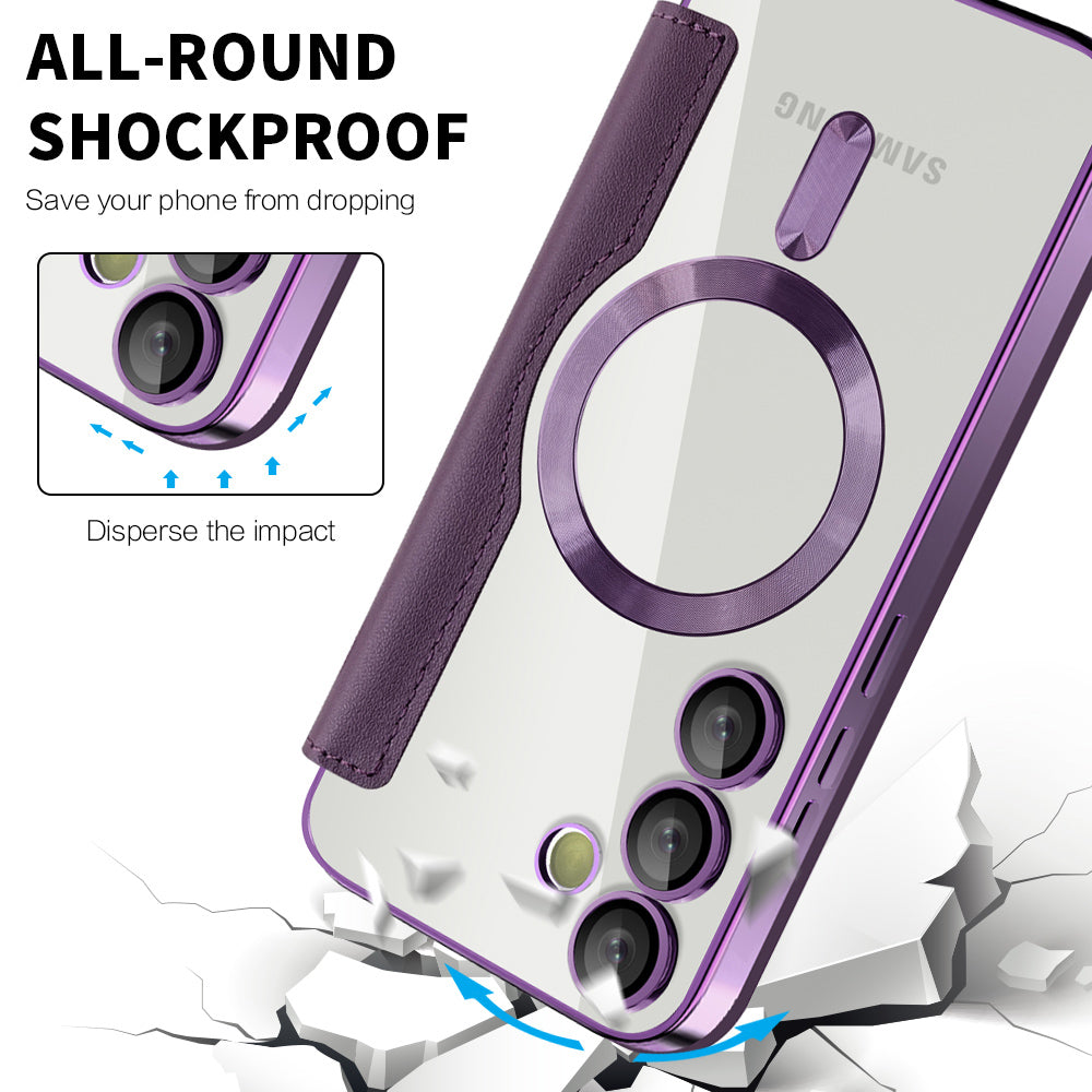 Coque MagSafe pour Samsung Galaxy S23+ S916, Techsuit, SmartMag Book, Violet