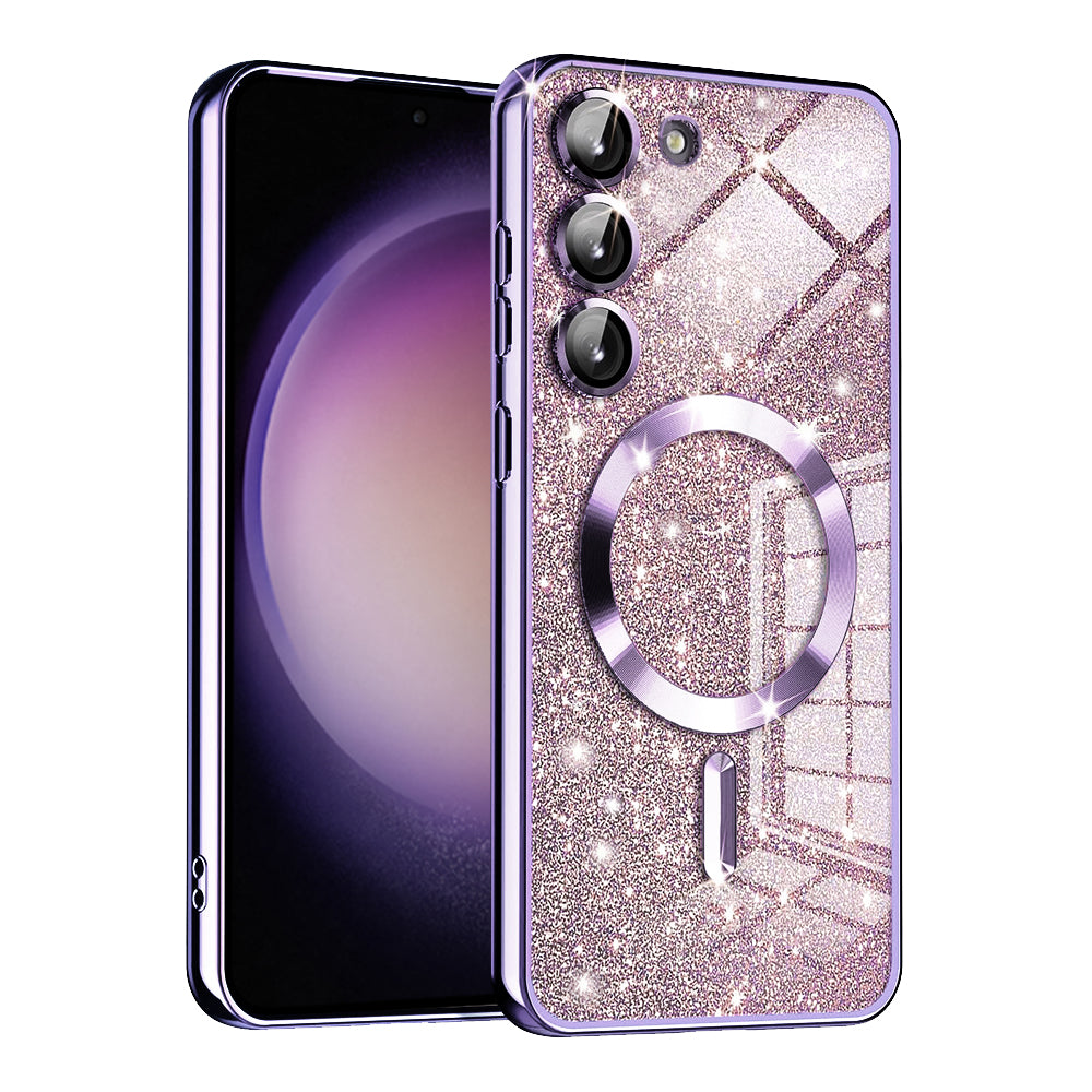 Coque MagSafe pour Samsung Galaxy S23 S911, Techsuit, Luxury Glitter, Violet Clair