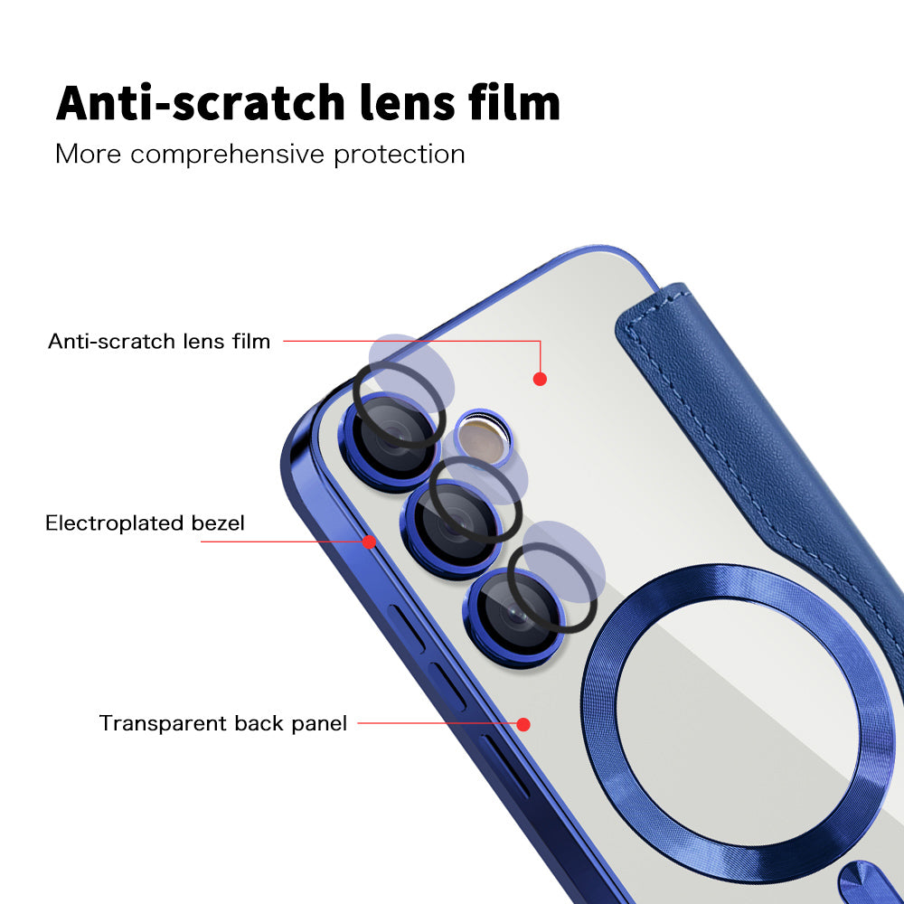 Coque MagSafe pour Samsung Galaxy S23 S911, Techsuit, SmartMag Book, Bleue