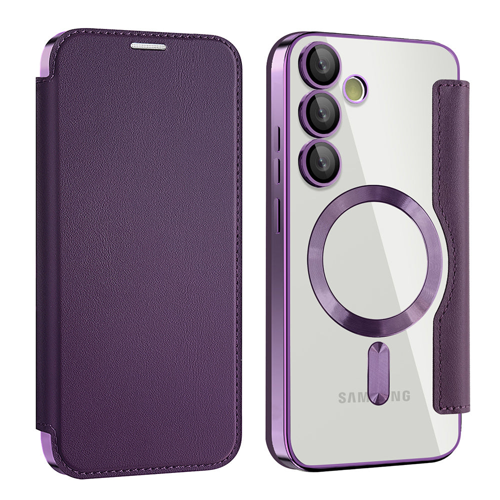 Coque MagSafe pour Samsung Galaxy S23 S911, Techsuit, SmartMag Book, Violet