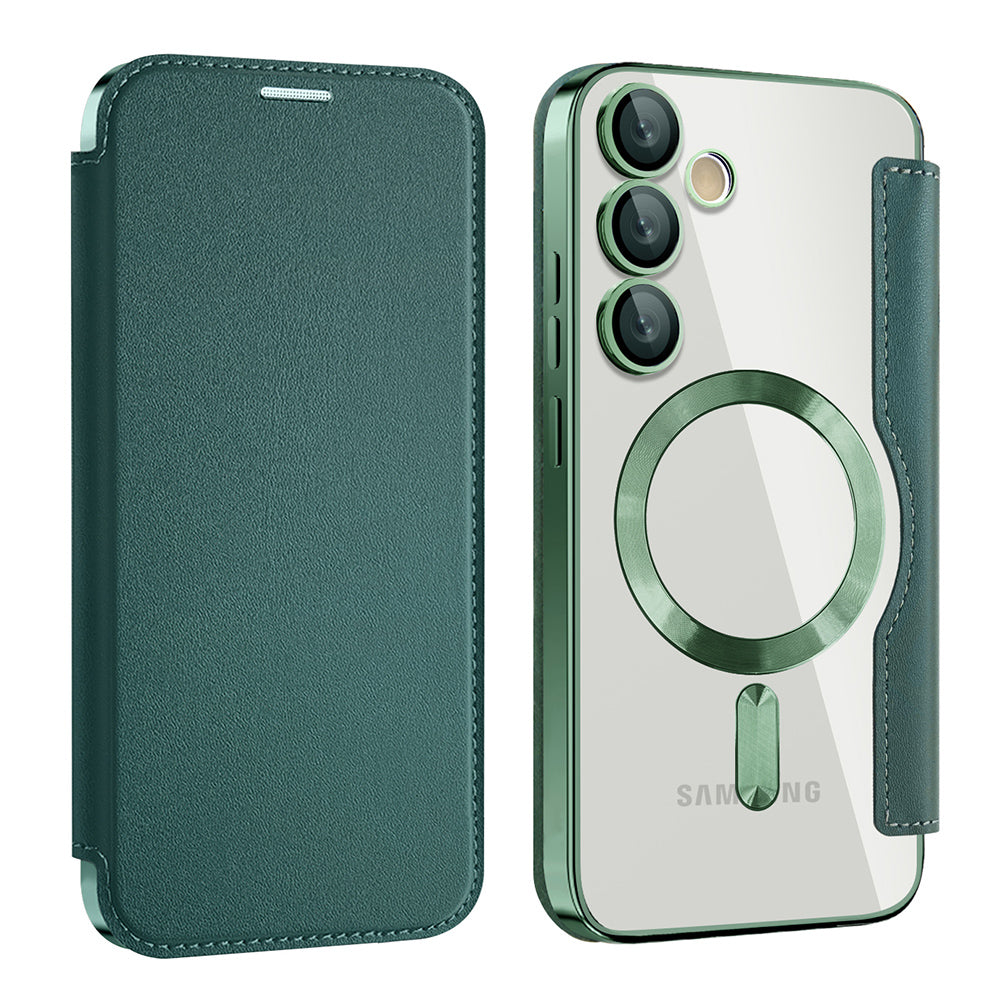 Coque MagSafe pour Samsung Galaxy S23 S911, Techsuit, SmartMag Book, Vert