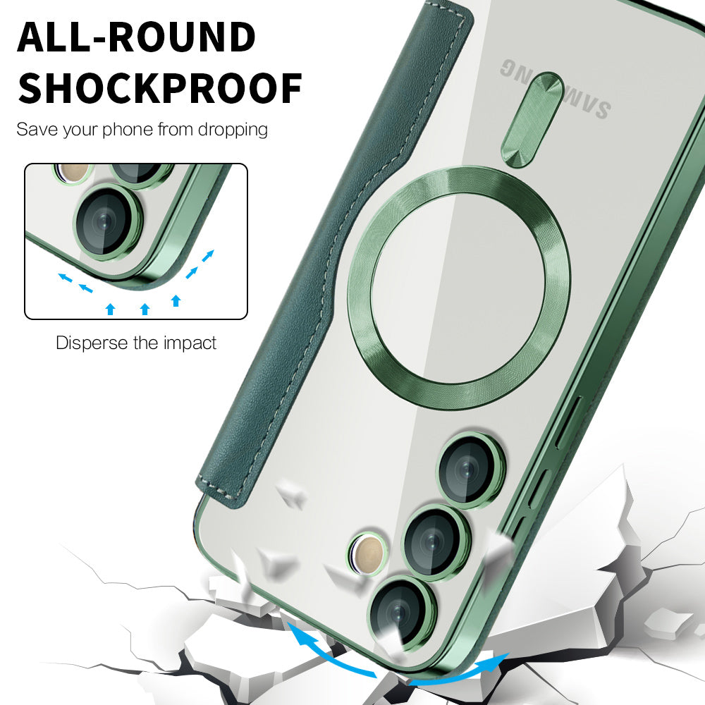 Coque MagSafe pour Samsung Galaxy S23 S911, Techsuit, SmartMag Book, Vert