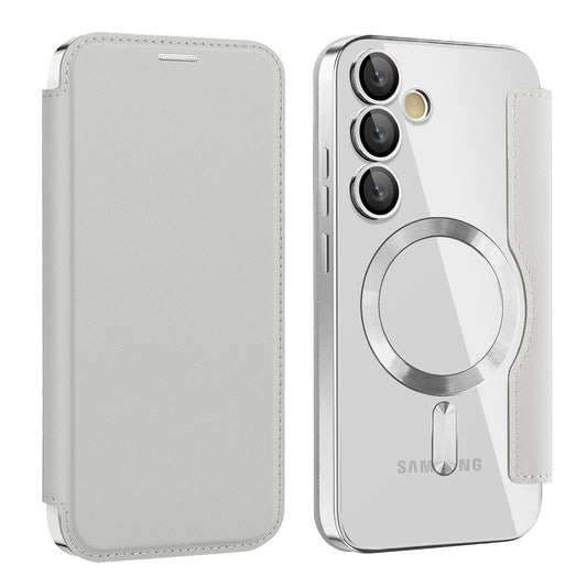 MagSafe-hoes voor Samsung Galaxy S24+ S926, Techsuit, SmartMag Book, Grijs
