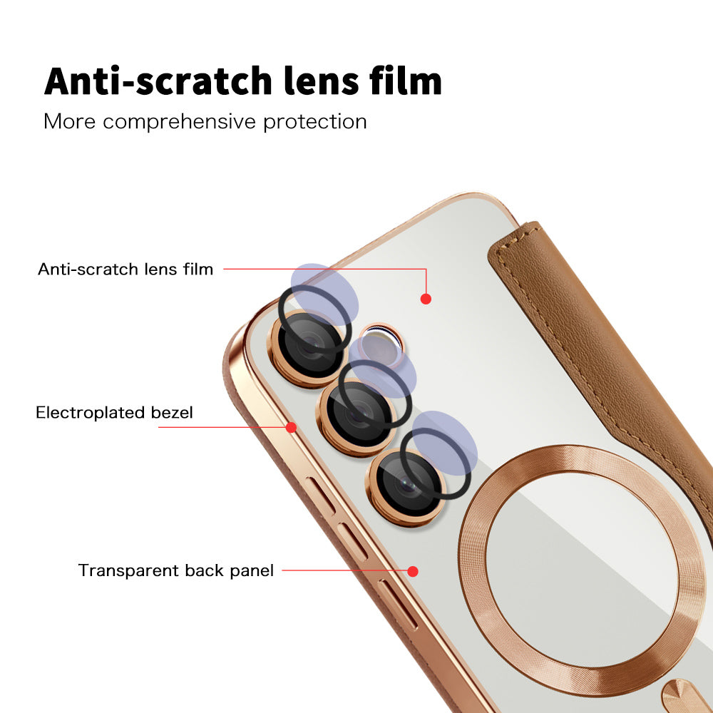 Coque MagSafe pour Samsung Galaxy S24+ S926, Techsuit, SmartMag Book, Marron