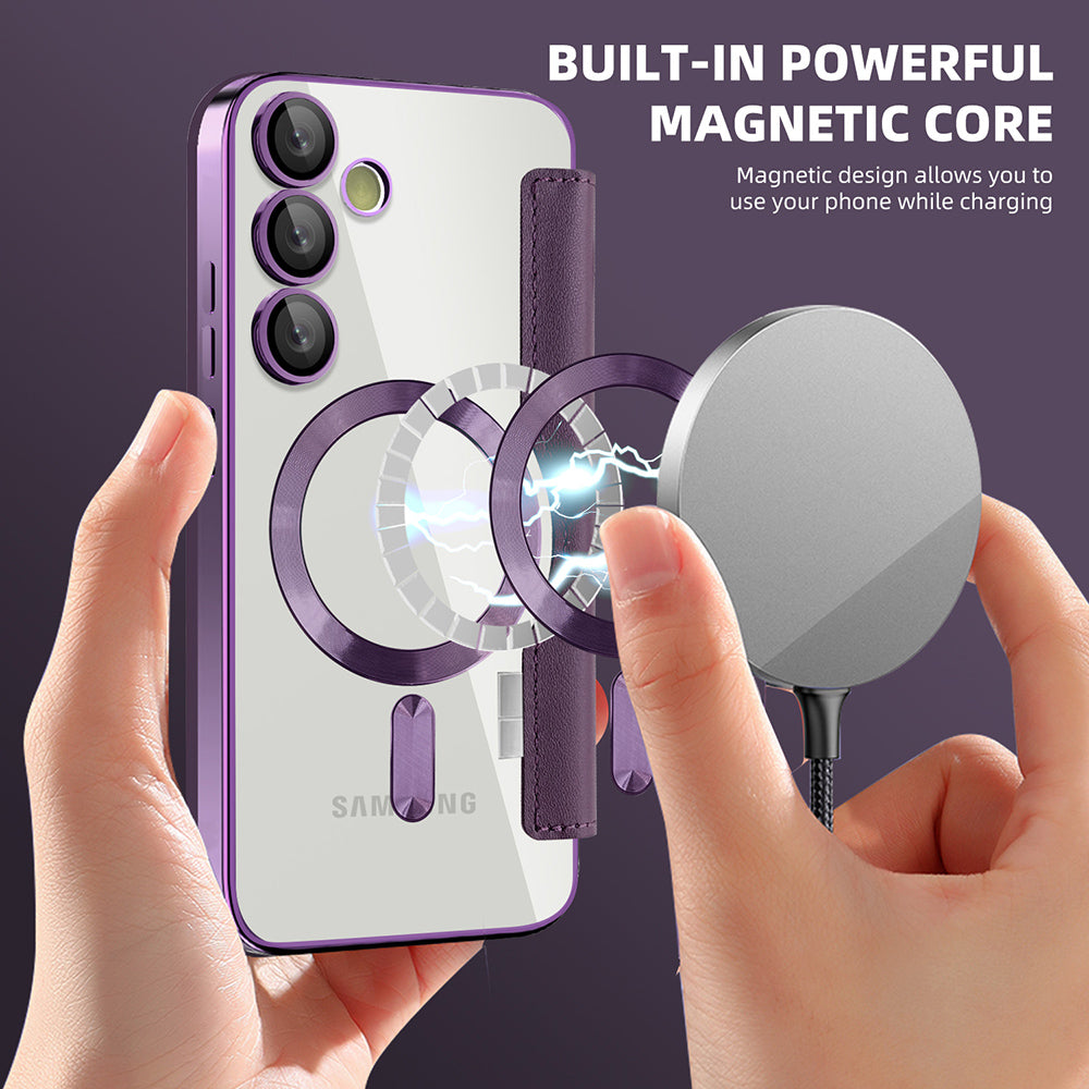 Coque MagSafe pour Samsung Galaxy S24+ S926, Techsuit, SmartMag Book, Violet