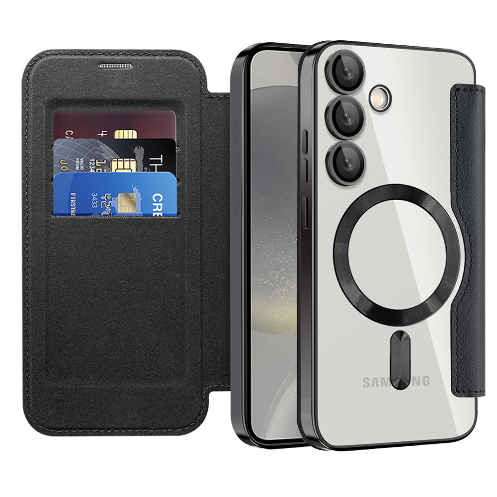 Coque MagSafe pour Samsung Galaxy S24+ S926, Techsuit, SmartMag Book, Noire