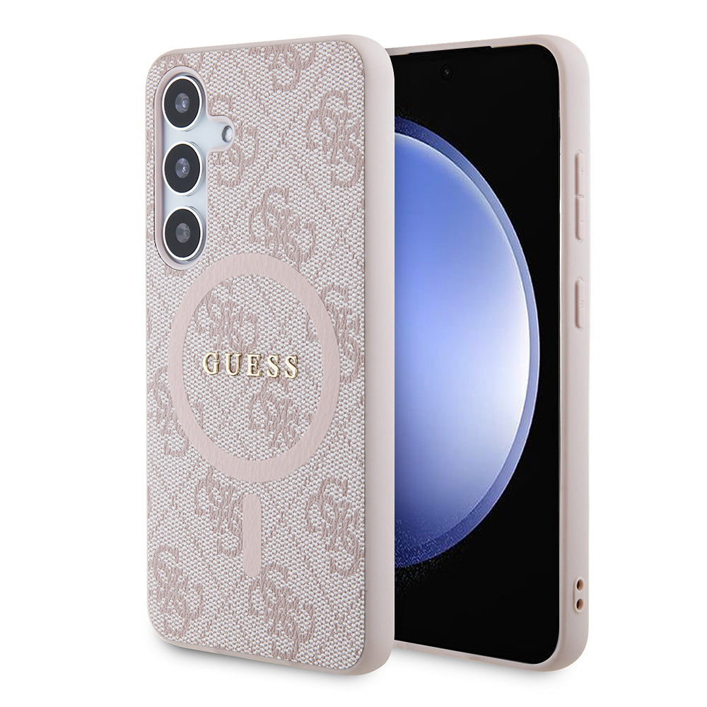 Coque MagSafe pour Samsung Galaxy S24 S921, Guess, Collection 4G, Rose