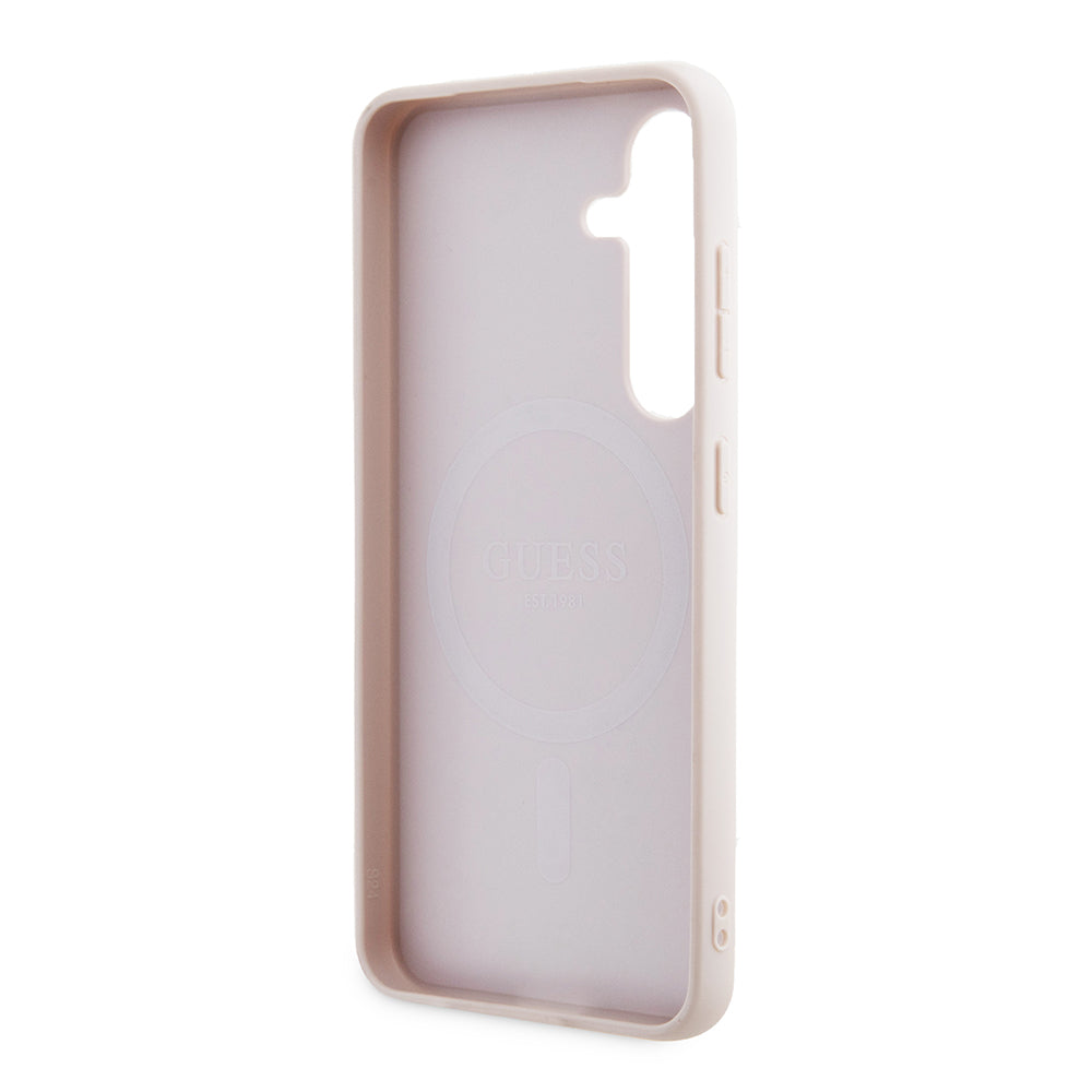 Coque MagSafe pour Samsung Galaxy S24 S921, Guess, Collection 4G, Rose