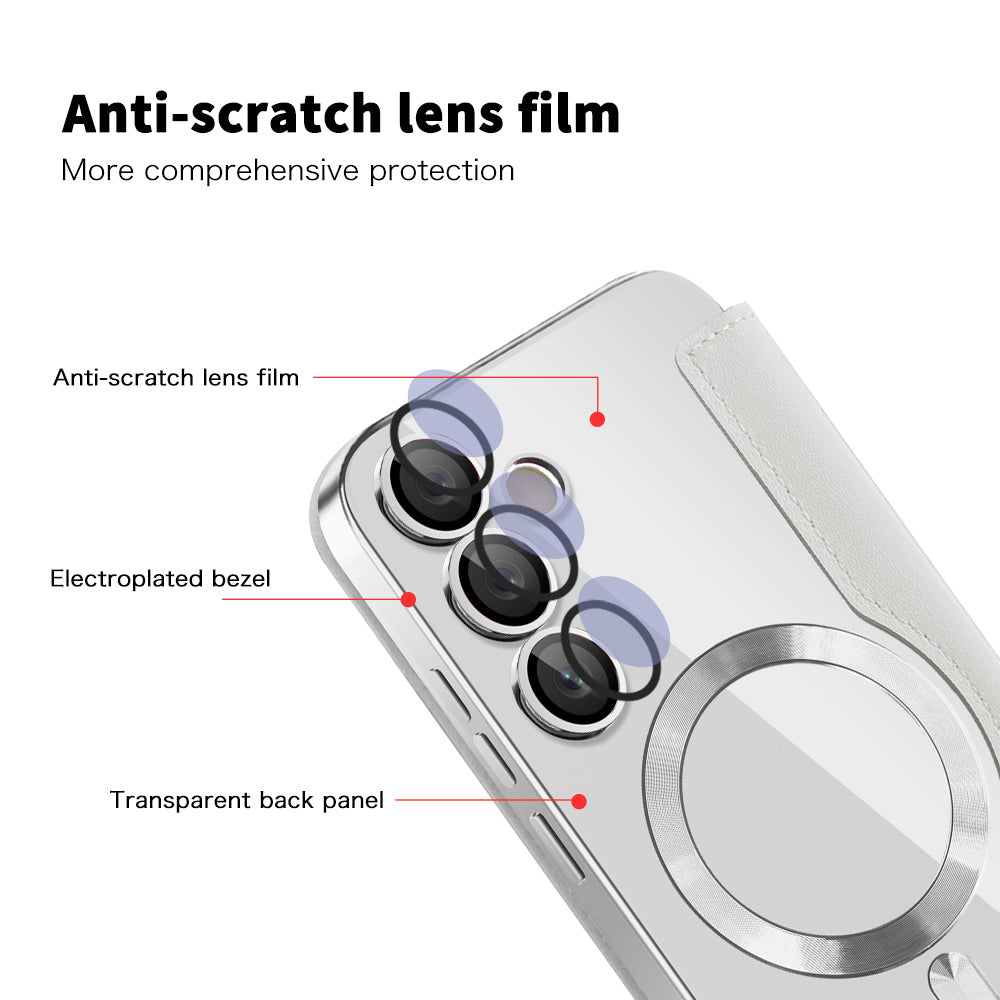 Coque MagSafe pour Samsung Galaxy S24 S921, Techsuit, SmartMag Book, Gris