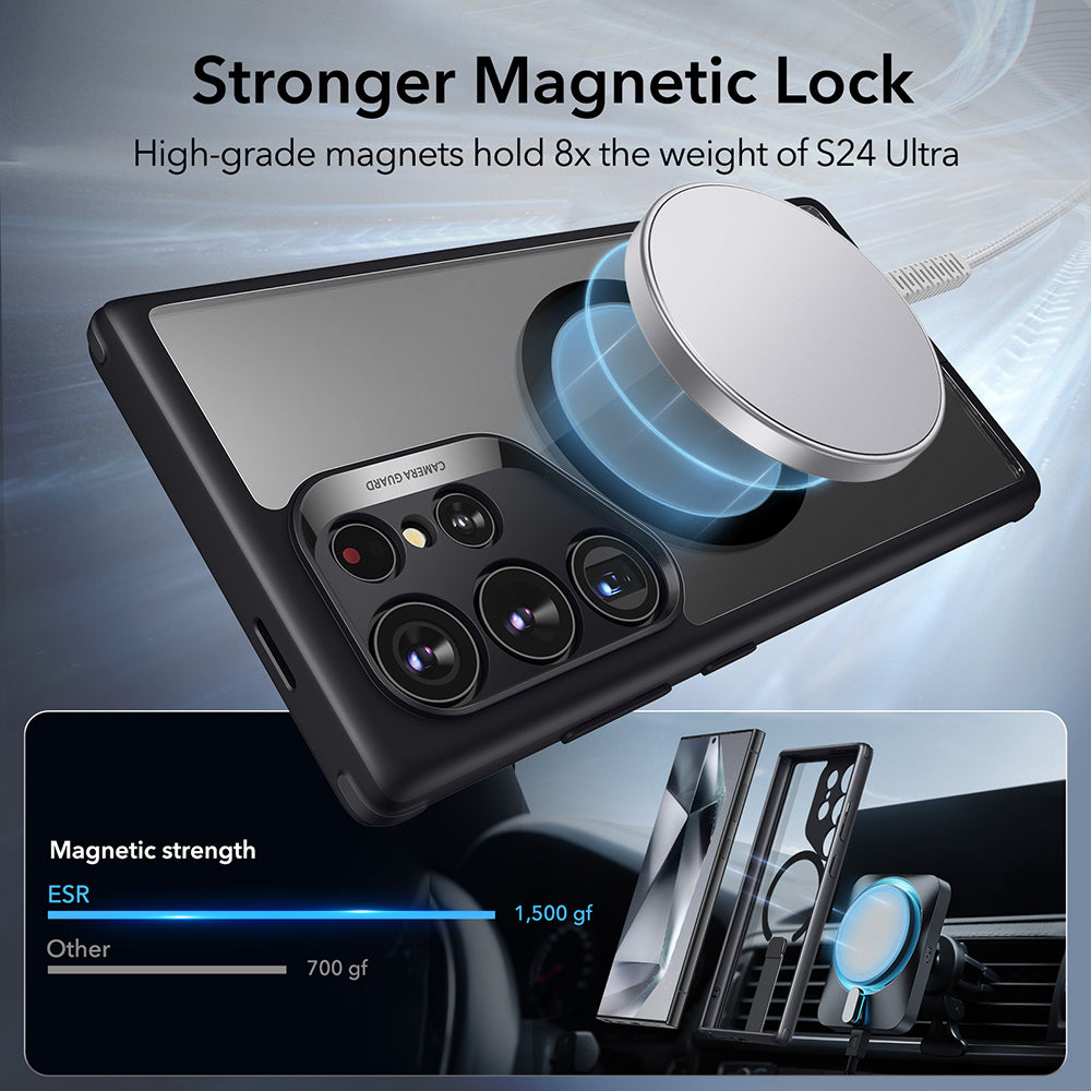 MagSafe Hülle für Samsung Galaxy S24 Ultra S928, ESR, Boost Flickstand, Schwarz Transparent