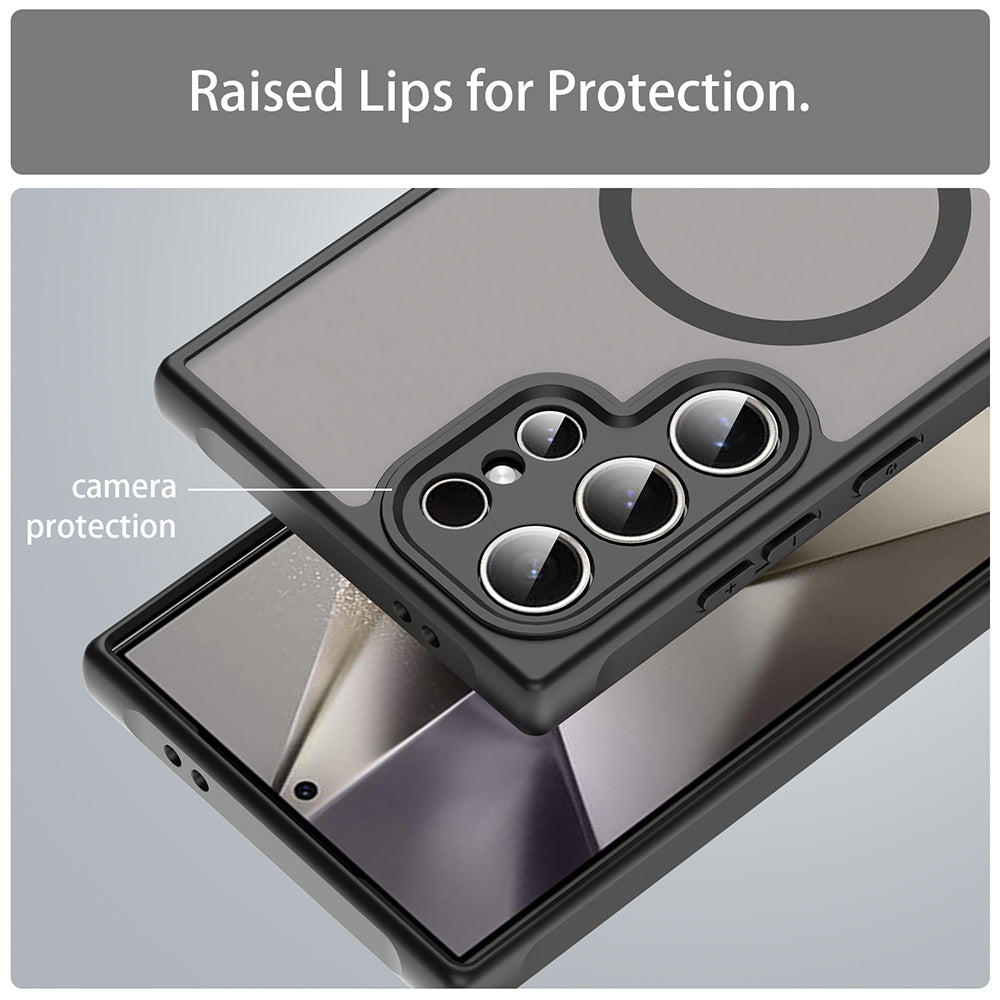 Coque MagSafe pour Samsung Galaxy S24 Ultra S928, Techsuit, HaloFrost II, Noire