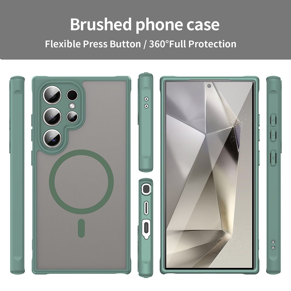 Coque MagSafe pour Samsung Galaxy S24 Ultra S928, Techsuit, HaloFrost II, Vert