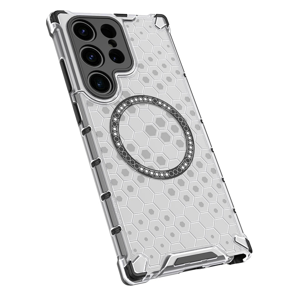Coque MagSafe pour Samsung Galaxy S24 Ultra S928, Techsuit, HoneyComb Shield, Noire