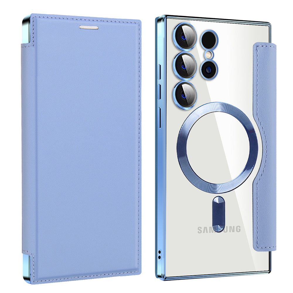 Coque MagSafe pour Samsung Galaxy S24 Ultra S928, Techsuit, SmartMag Book, Bleu