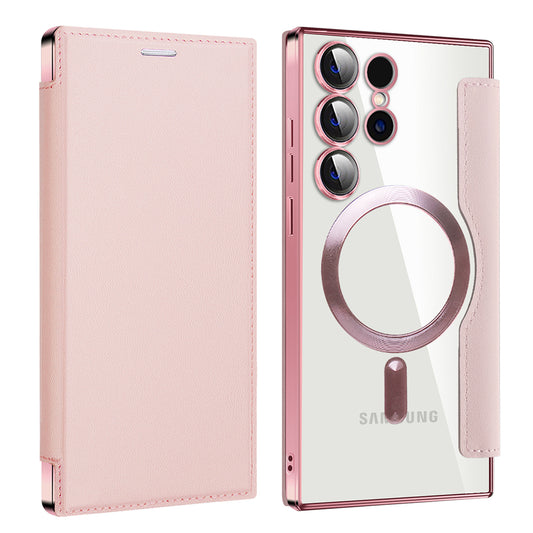 MagSafe-hoes voor Samsung Galaxy S24 Ultra S928, Techsuit, SmartMag Book, Roze