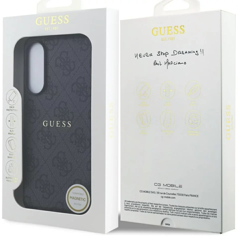 MagSafe Hülle für Samsung Galaxy S25 Edge S937, Guess, 4G Ring Classic Logo, Schwarz