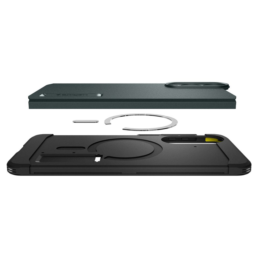 Coque MagSafe pour Samsung Galaxy S25 Edge S937, Spigen, Tough Armor, Vert ACS09424