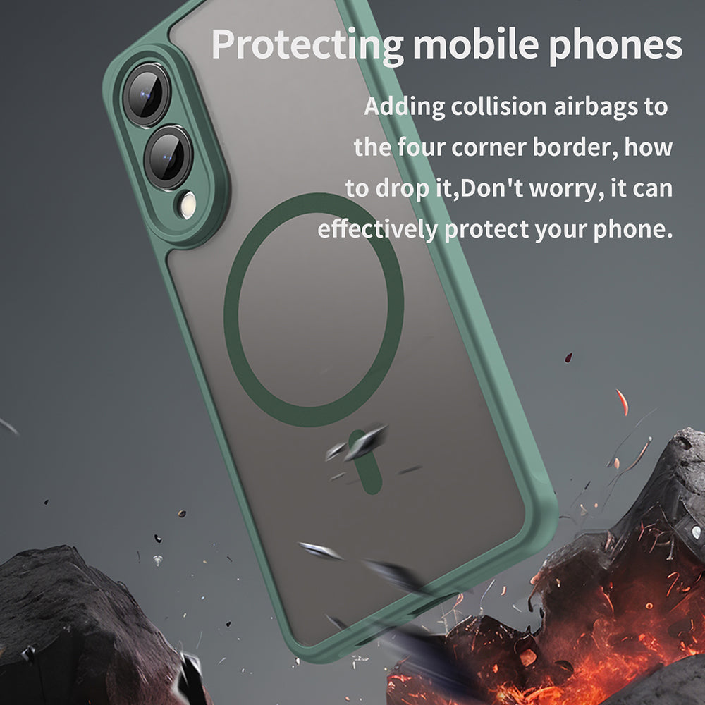 Coque MagSafe pour Samsung Galaxy S25 Edge S937, Techsuit, HaloFrost II, Vert