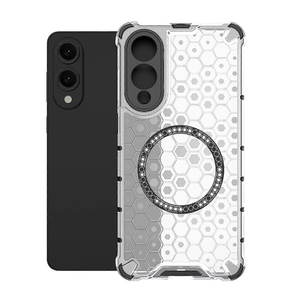 Coque MagSafe pour Samsung Galaxy S25 Edge S937, Techsuit, HoneyComb Shield, Blanche