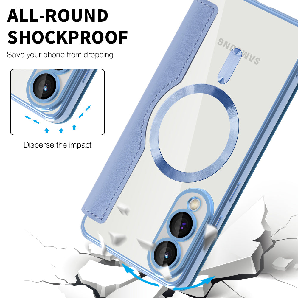 Coque MagSafe pour Samsung Galaxy S25 Edge S937, Techsuit, SmartMag Book, Bleu