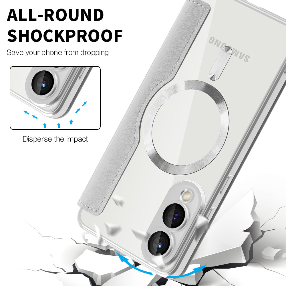 Coque MagSafe pour Samsung Galaxy S25 Edge S937, Techsuit, SmartMag Book, Gris