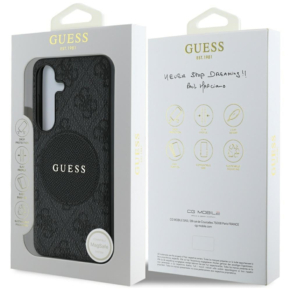 Étui MagSafe pour Samsung Galaxy S25+ S936, Guess, 4G Circle Classic Logo, Noir